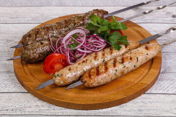 Beef and chicken kebab