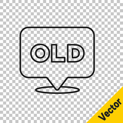 Black line Nursing home building icon isolated on transparent background. Health care for old and sick people. Center for retired people. Vector.