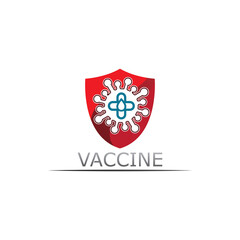 Vaccin logo medical vector antibiotic vaccination virus vaccine, design and illustration for health care