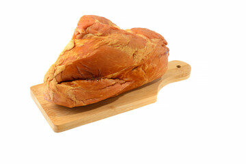 Smoked pork loin, pork isolated on a white background.