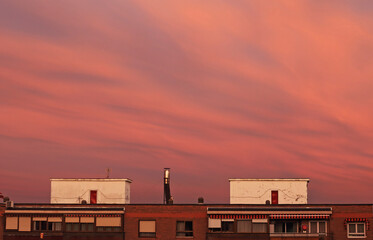 Colorful sunrise in the city