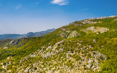 Mount Chelobrdo. Shooting from a height. Aerial photography. Przhno. Budva. Montenegro