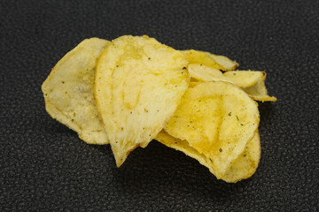 Natural potato salted chips heap
