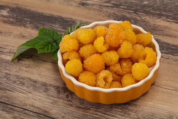 Sweet ripe tasty yellow raspberry