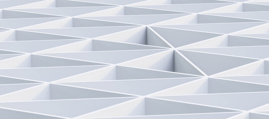 white geometric shape pattern of polygon 3d render illustration