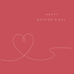 Mothers day card with heart, vector illustration