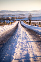snow covered road to nowhere in Scotland