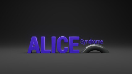 Alice Syndrome Lettering with Scale Variation. 3D Illustration in Dark Background with Copy Space