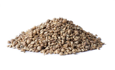 close up crushed white pepper isolated on white background with clipping path                               
