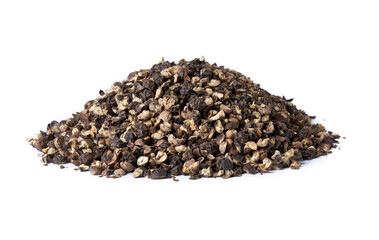 close up crushed black pepper isolated on white background with clipping path             