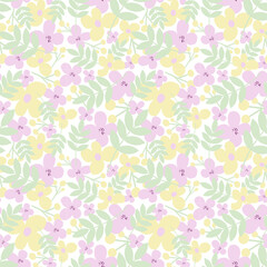 Vector spring seamless pattern with flowers for fabrics, paper, textile, gift wrap isolated on white background