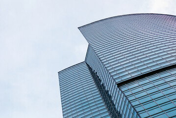 Office building fragment, low angle view, Moscow, 28.07.2020