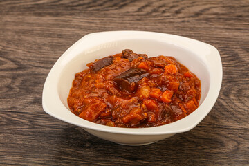 Eggplant saute with tomato and herbs