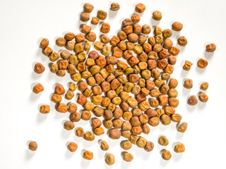 Dried gray peas on a white background, seeds, healthy gluten-free food