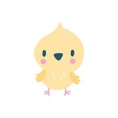 Cute little cartoon chick. Animal character for Easter or farm isolated on white
