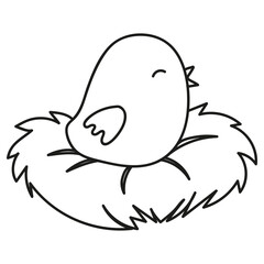 Chick in the nest doodle style 
