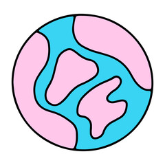 Planet Earth. Doodle. Isolated element on a white background. Drawn by hands. Vector illustration.