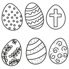 set of doodle style eggs for easter