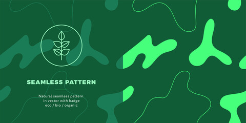 Organic seamless pattern vector background. Abstract animal skin pattern. Liquid blotch texture, splotch backdrop, zebra spot background. Eco-friendly design, healthy food, green beauty salon concept