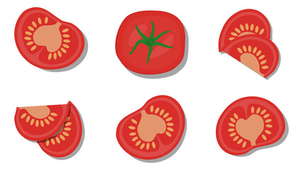 vector illustration close up top view of fresh ingredient sliced. 