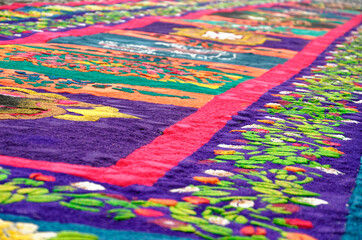 Sawdust carpet for the Good Friday - Antigua, Guatemala