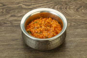 Traditional Georgian Kharcho soup with meat