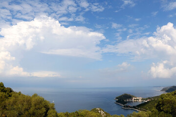 Fototapeta na wymiar Clouds over the Adriatic Sea. Beautiful landscape on island Lastovo, Croatia.