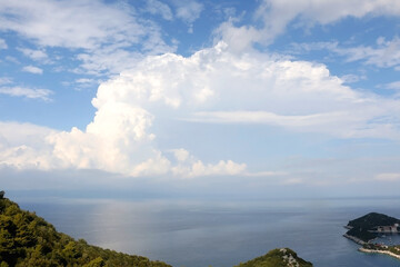 Clouds over the Adriatic Sea. Beautiful landscape on island Lastovo, Croatia.