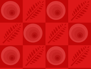Red background with squares illustrated