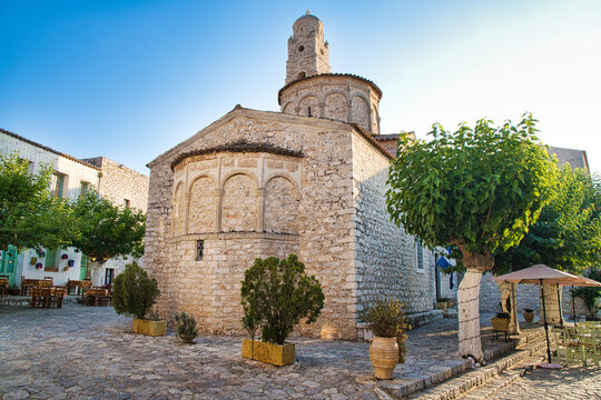 Stone church in Areopoli town on the Mani peninsula in Greece
