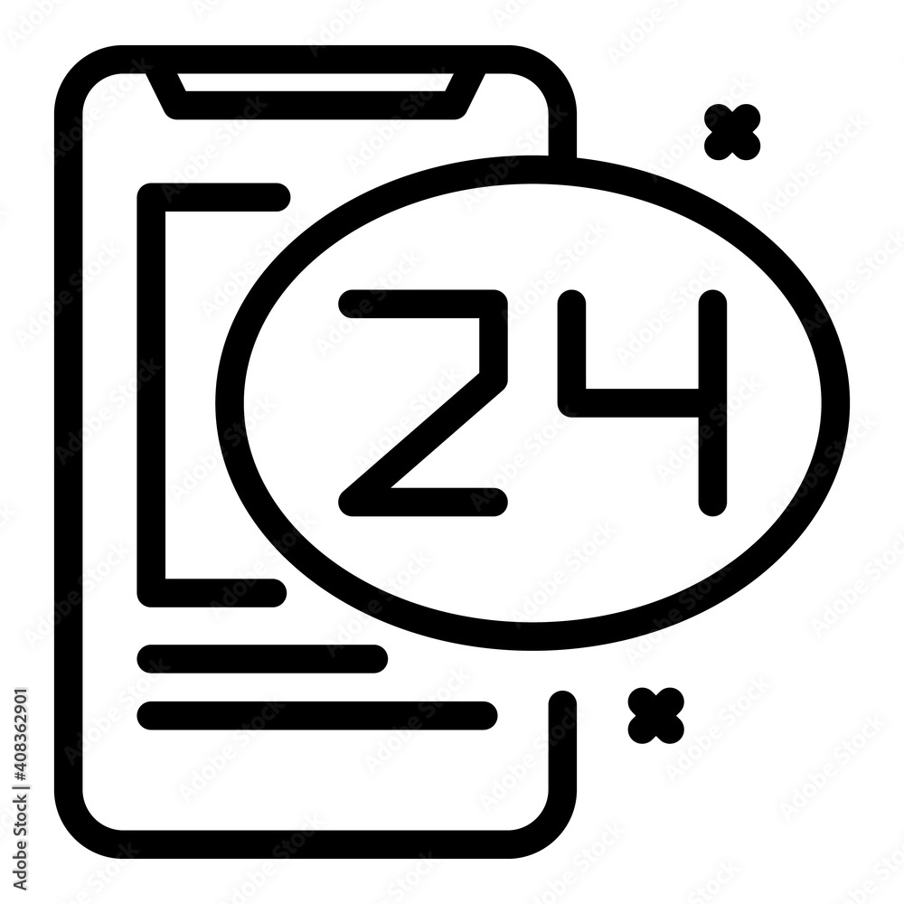 Poster 24 hours agent support icon. outline 24 hours agent support vector icon for web design isolated on w