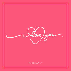 I love you calligraphy in Valentines day background on Pink Background ,Vector illustration EPS 10