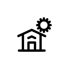 Sunny weather home icon with outline style. Pixel perfect icon. Vector