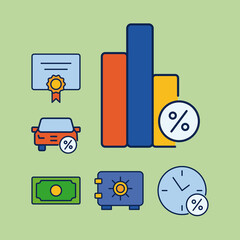 bundle of six financial set icons