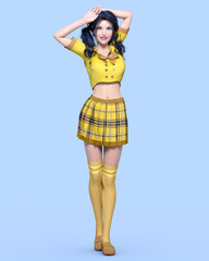 Young attractive girl in school uniform.