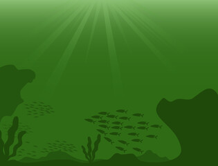 Green background with underwater background and fishes