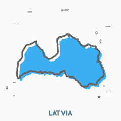 Latvia map in thin line style. Latvia infographic map icon with small thin line geometric figures. Vector illustration Latvia map linear modern concept