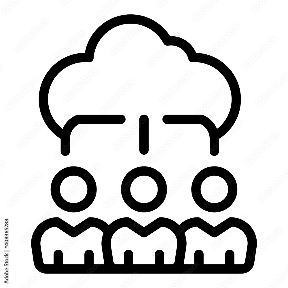 Poster Cloud customer database icon. Outline cloud customer database vector icon for web design isolated on white background