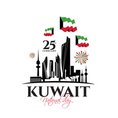 vector illustration celebration 25-26 February national day Kuwait, festive icon 