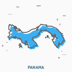 Panama map in thin line style. Panama infographic map icon with small thin line geometric figures. Vector illustration Panama map linear modern concept