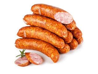 Silesian sausage isolated on white. VView from another angle in the portfolio.