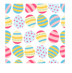 seamless pattern with jumbled rows of Easter eggs. 
Easter celebration. search for Easter eggs. stock vector illustration isolated on white background.