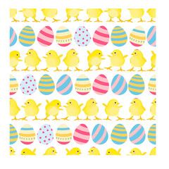 cute seamless easter pattern with eggs and chicks. 
farm chickens and eggs. Easter celebration. seamless pattern for printing onto fabric and paper. stock vector illustration.