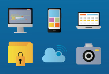 bundle of six web design set icons