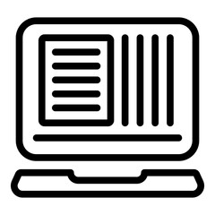 Database locked loaptop icon. Outline database locked loaptop vector icon for web design isolated on white background