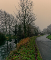 Fototapeta na wymiar Irish Canal Dull Winter Landscape
