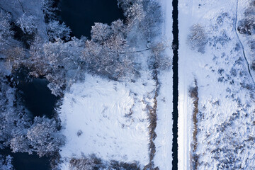 Beautiful winter season, drone view