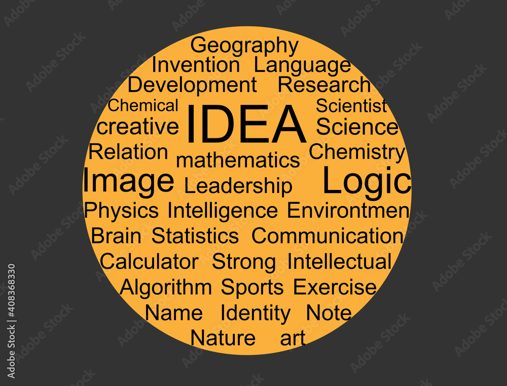Fototapete circle background that consists of many writings related to science