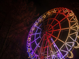 Ferris wheel at the fair ground at night.