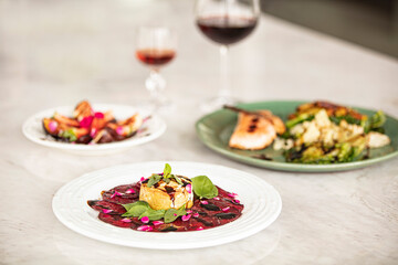 salad with salmon and vegetables